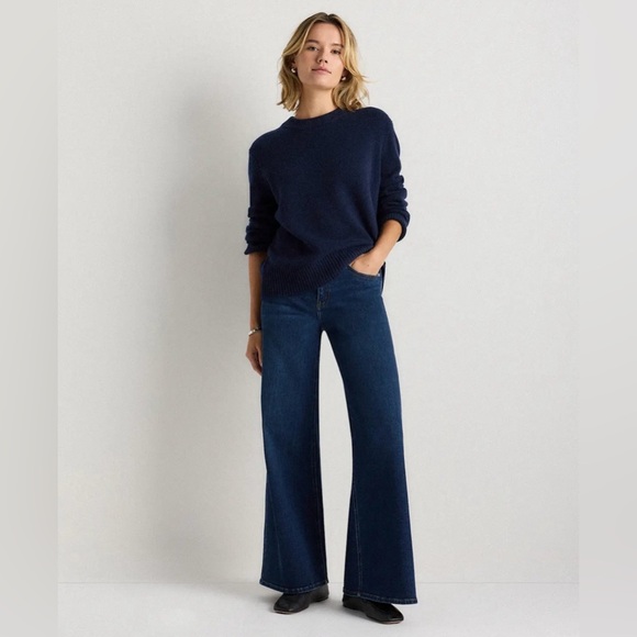 NWT! QUINCE Mongolian Cashmere Oversized Crewneck Sweater True Navy Size Medium - Picture 13 of 15